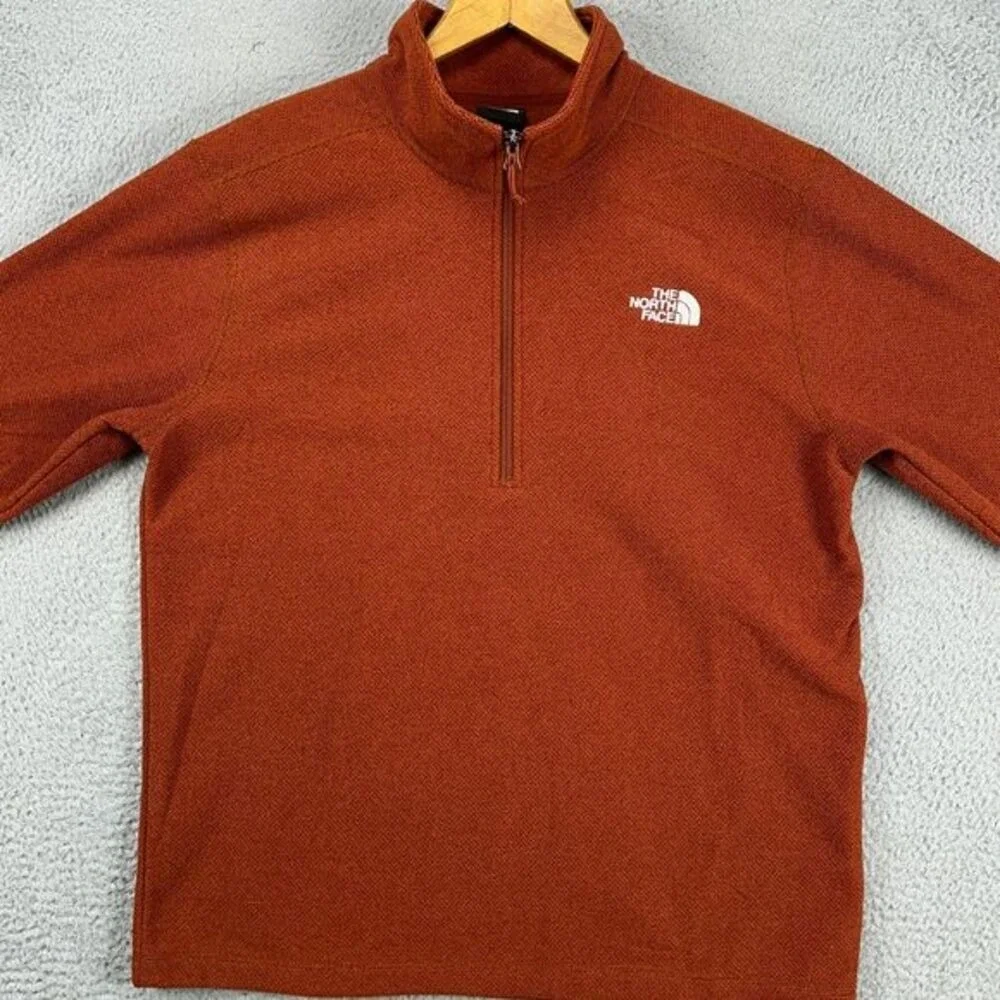 The North Face Pullover Sweatshirt Mens Large Rust Quarter Zip Long Sleeve Logo